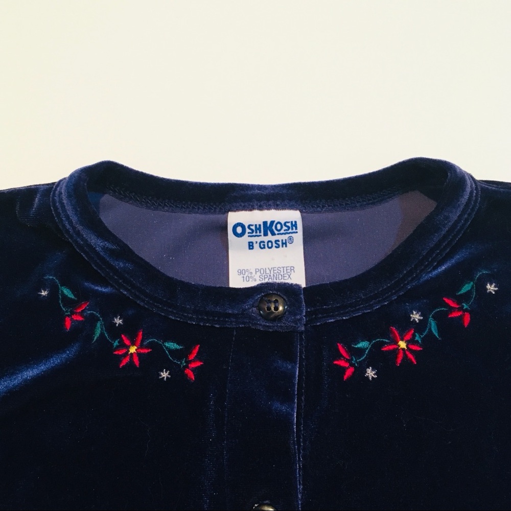 Vintage Osh Kosh Velour Cardigan Purple/Blue Girls Size 6